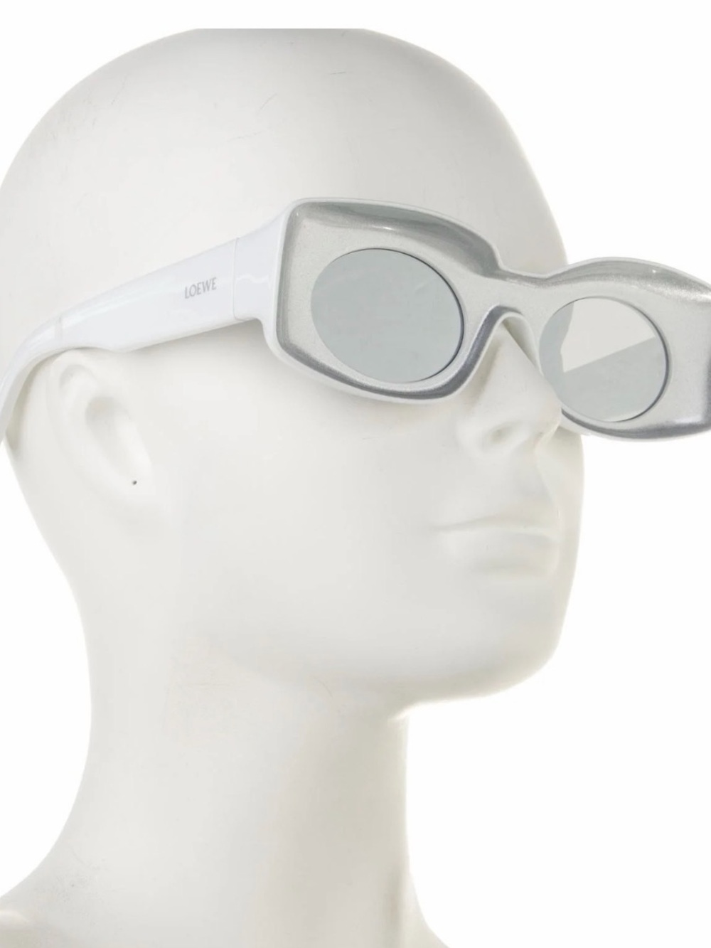 Loewe White and Silver Oval Sunglasses